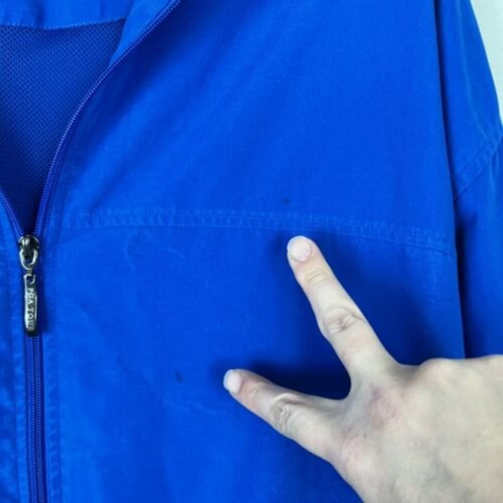Men’s PGA Tour Large Full Zip Blue Windbreaker lightweight Golf Mesh Jacket - Picture 5 of 12